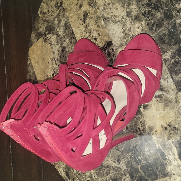 Criss Cross Red Heels - Picture 2 of 5